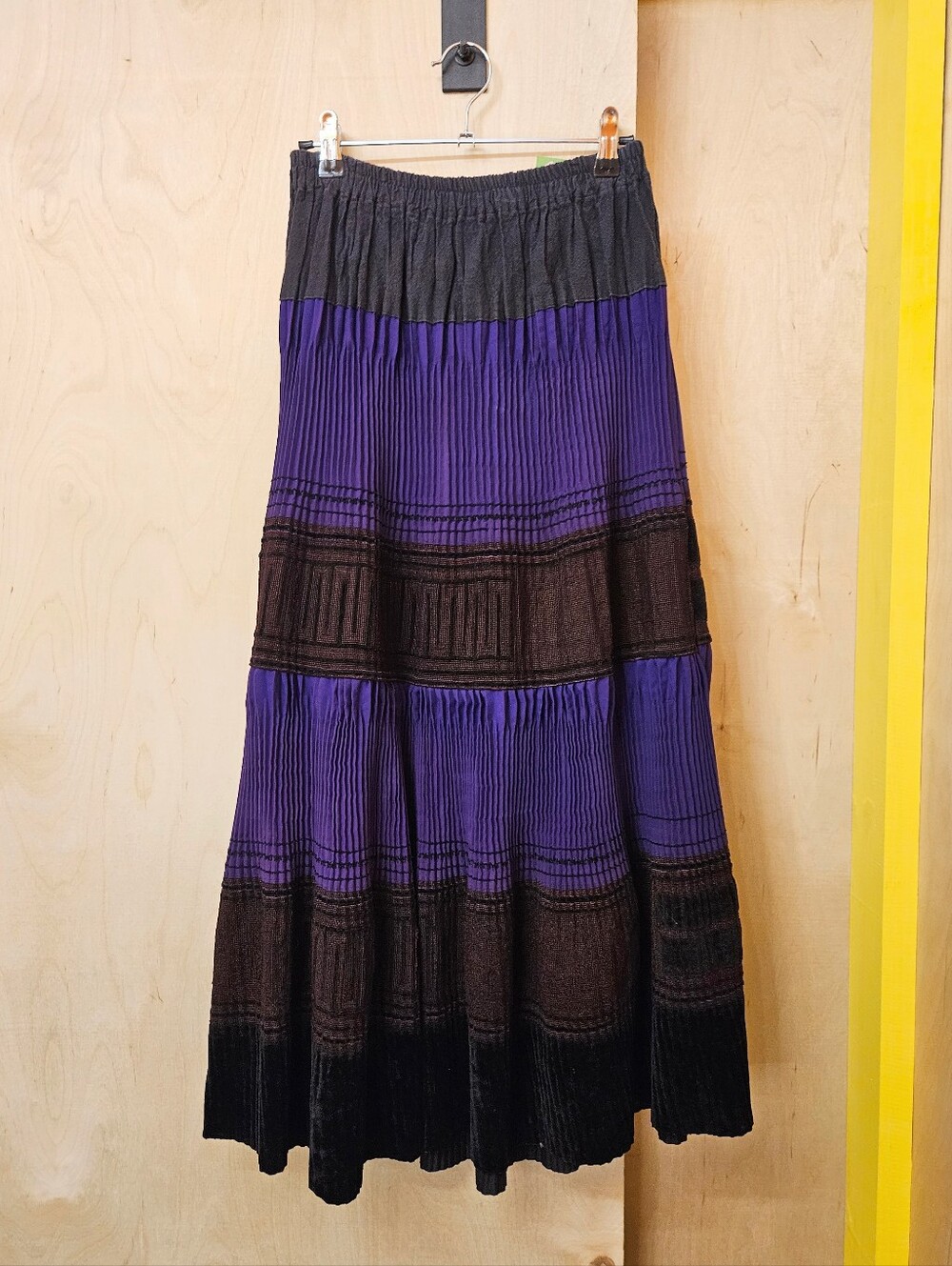 Vintage Handmade Purple / Black Tiered Maxi Skirt